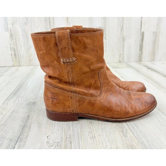Frye Anna Shortie Tan Leather Western Mini Boot Womens Size 10 - Picture 5 of 16